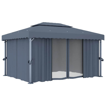 Pavillon mit Vorhang 4x3 m Cremeweiß Aluminium
