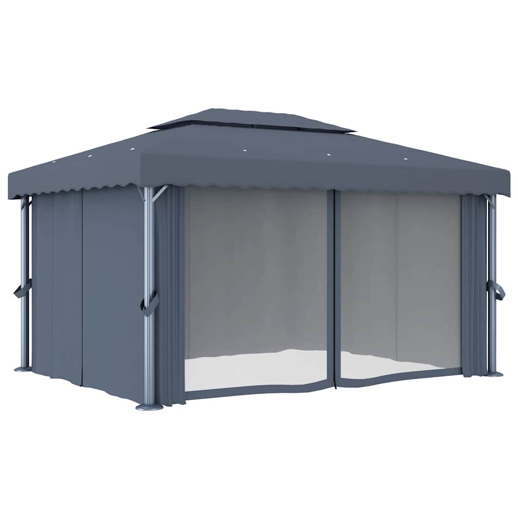Pavillon mit Vorhang 4x3 m Cremeweiß Aluminium