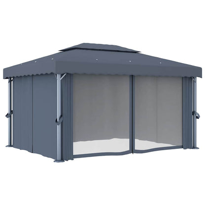 Pavillon mit Vorhang 4x3 m Cremeweiß Aluminium