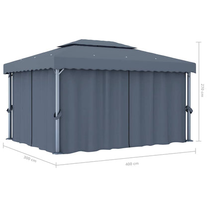 Pavillon mit Vorhang 4x3 m Cremeweiß Aluminium