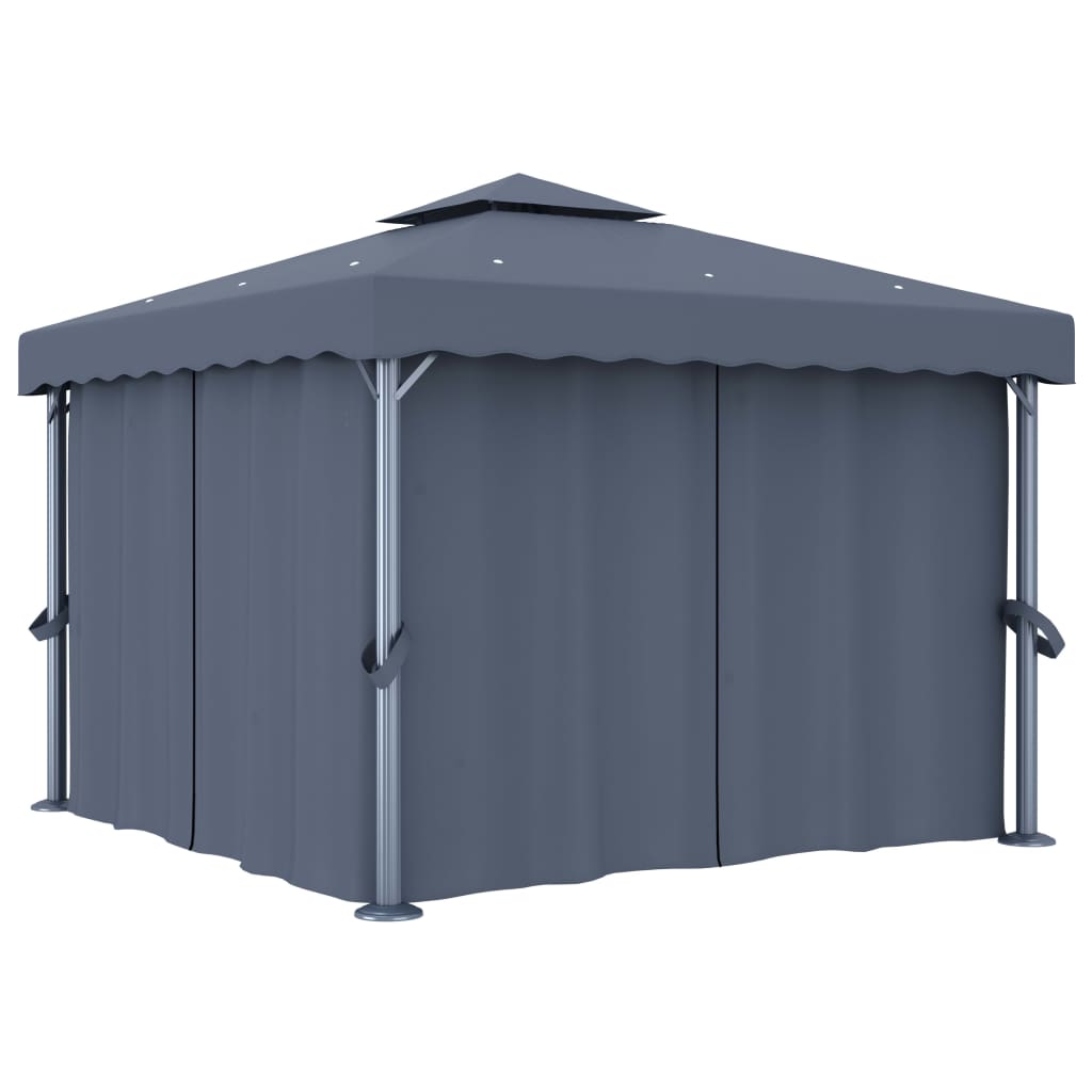 Pavillon mit Vorhang 4x3 m Cremeweiß Aluminium