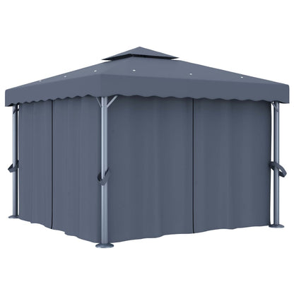 Pavillon mit Vorhang 4x3 m Cremeweiß Aluminium