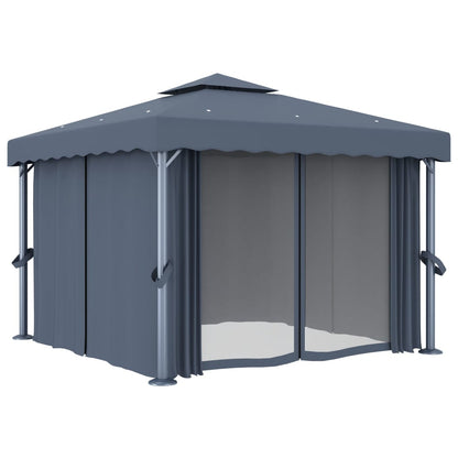 Pavillon mit Vorhang 4x3 m Cremeweiß Aluminium