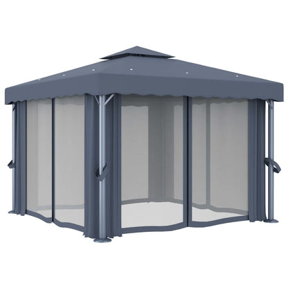 Pavillon mit Vorhang 4x3 m Cremeweiß Aluminium