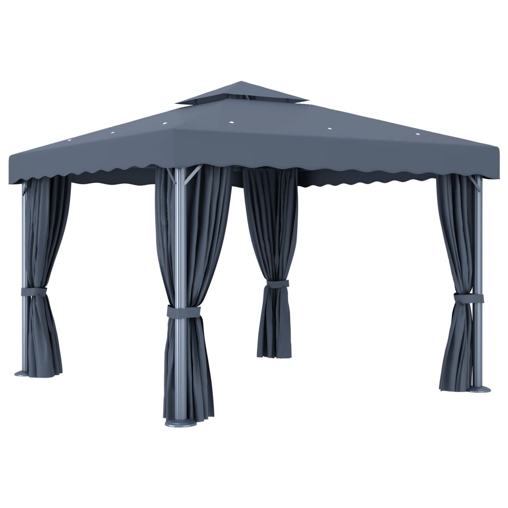 Pavillon mit Vorhang 4x3 m Cremeweiß Aluminium