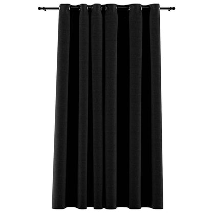 Verdunkelungsvorhang mit Ösen Leinenoptik Schwarz 290x245 cm