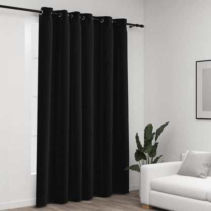 Verdunkelungsvorhang mit Ösen Leinenoptik Schwarz 290x245 cm