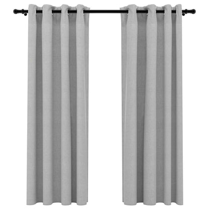 Verdunkelungsvorhänge Ösen Leinenoptik 2 Stk. Schwarz 140x175cm