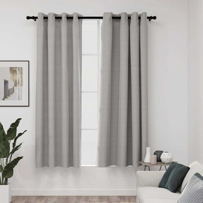 Verdunkelungsvorhänge Ösen Leinenoptik 2 Stk. Schwarz 140x175cm