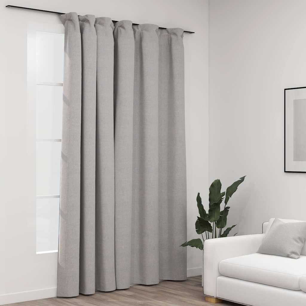 Verdunkelungsvorhänge mit Haken Leinenoptik Schwarz 290x245cm