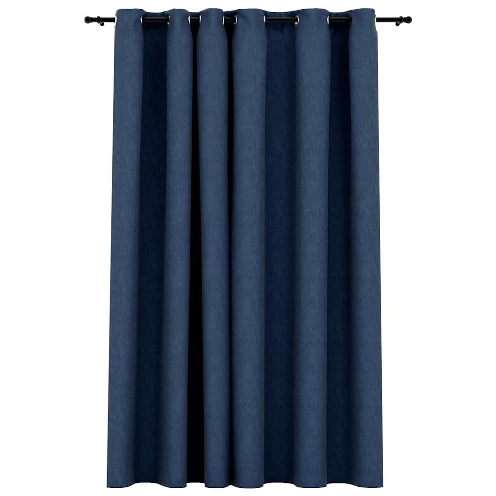 Verdunkelungsvorhang mit Ösen Leinenoptik Schwarz 290x245 cm