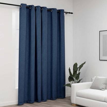 Verdunkelungsvorhang mit Ösen Leinenoptik Schwarz 290x245 cm