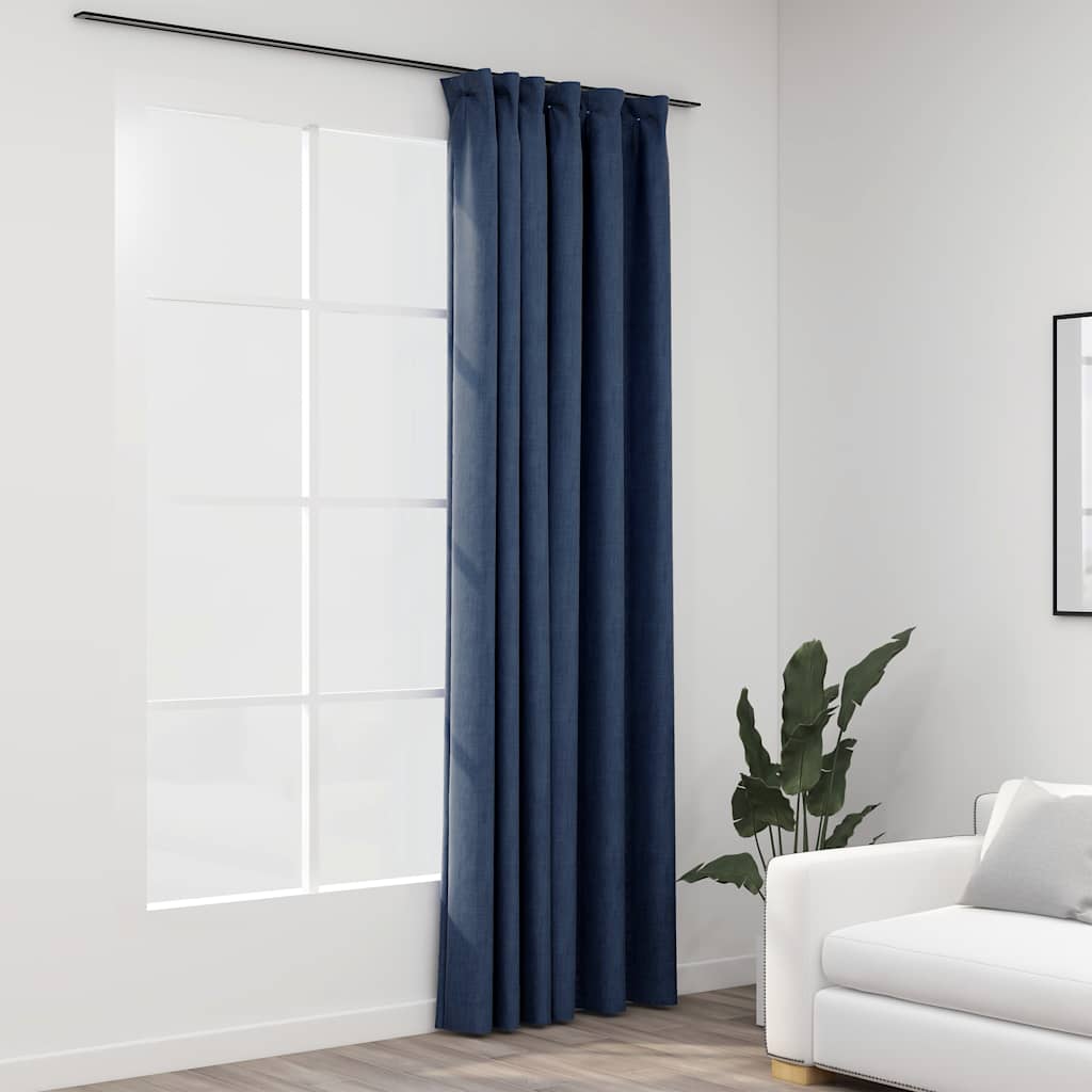 Verdunkelungsvorhänge mit Haken Leinenoptik Schwarz 290x245cm
