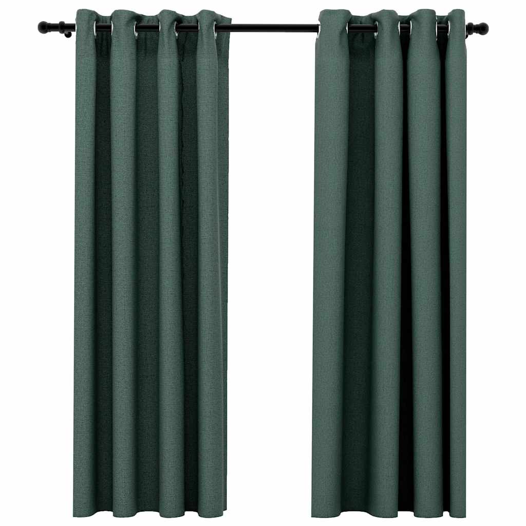 Verdunkelungsvorhänge Ösen Leinenoptik 2 Stk. Schwarz 140x175cm