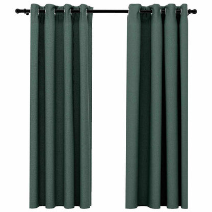 Verdunkelungsvorhänge Ösen Leinenoptik 2 Stk. Schwarz 140x175cm