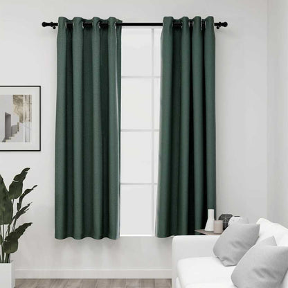 Verdunkelungsvorhänge Ösen Leinenoptik 2 Stk. Schwarz 140x175cm
