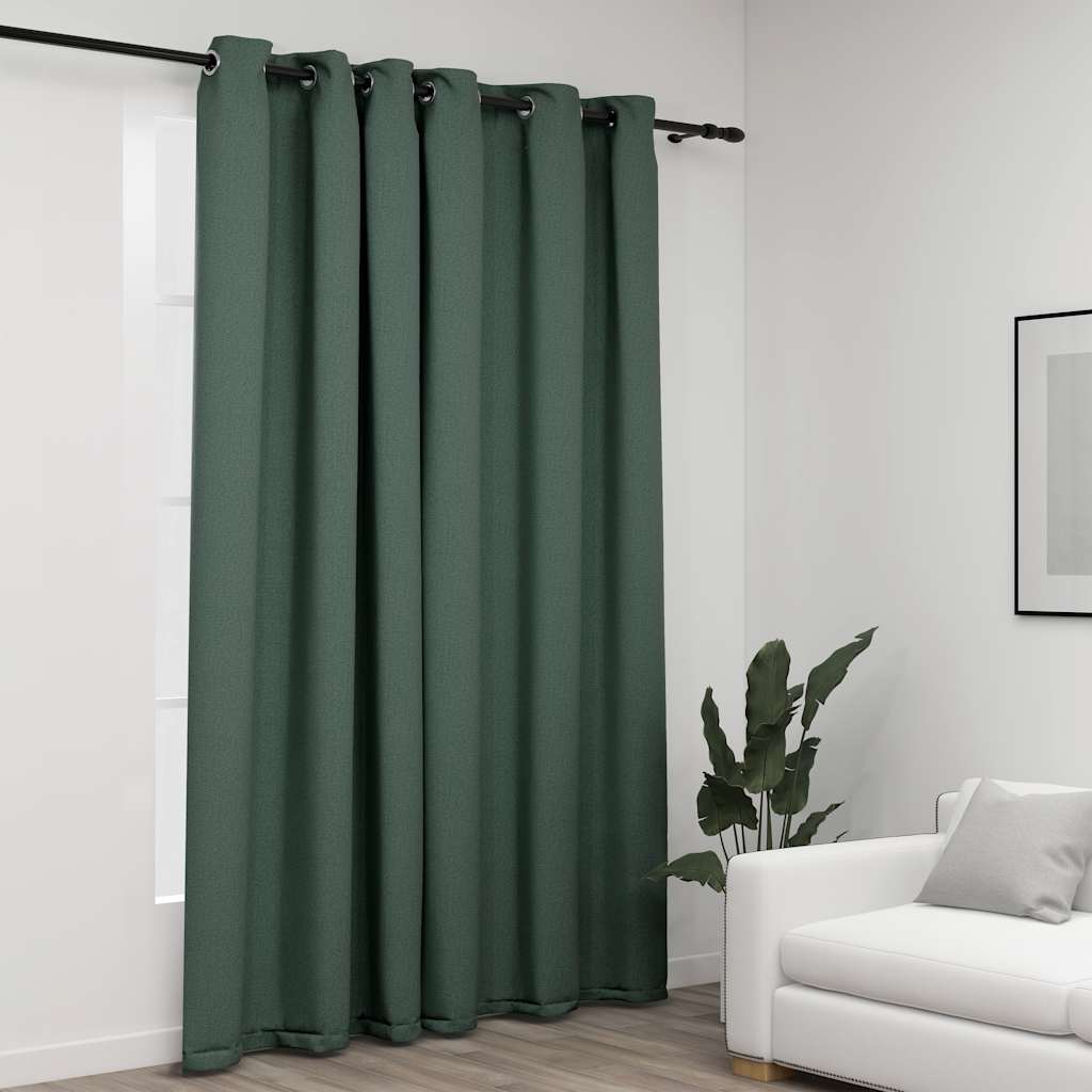 Verdunkelungsvorhang mit Ösen Leinenoptik Schwarz 290x245 cm