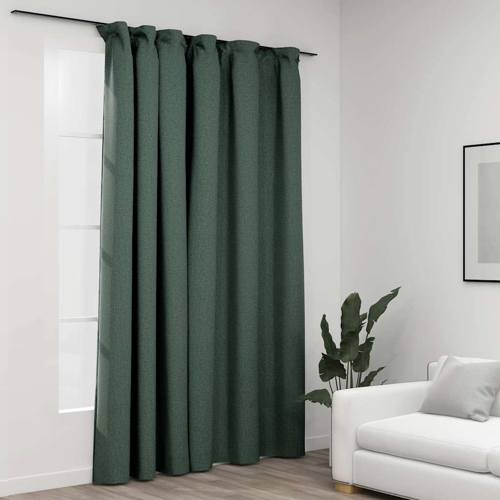 Verdunkelungsvorhänge mit Haken Leinenoptik Schwarz 290x245cm