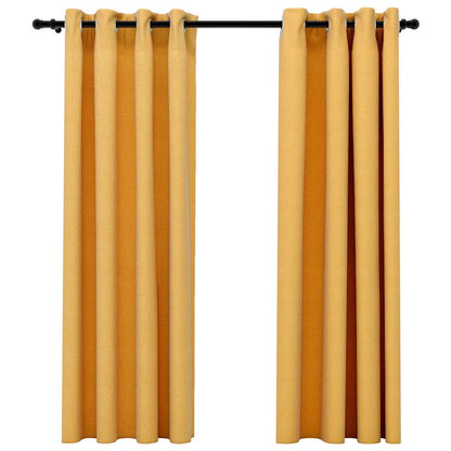 Verdunkelungsvorhänge Ösen Leinenoptik 2 Stk. Schwarz 140x175cm