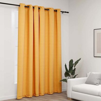 Verdunkelungsvorhang mit Ösen Leinenoptik Schwarz 290x245 cm