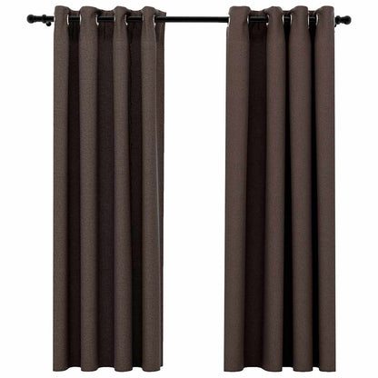 Verdunkelungsvorhänge Ösen Leinenoptik 2 Stk. Schwarz 140x175cm