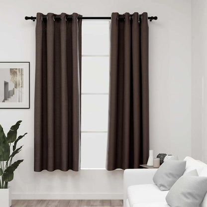 Verdunkelungsvorhänge Ösen Leinenoptik 2 Stk. Schwarz 140x175cm