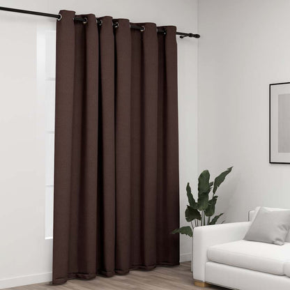 Verdunkelungsvorhang mit Ösen Leinenoptik Schwarz 290x245 cm