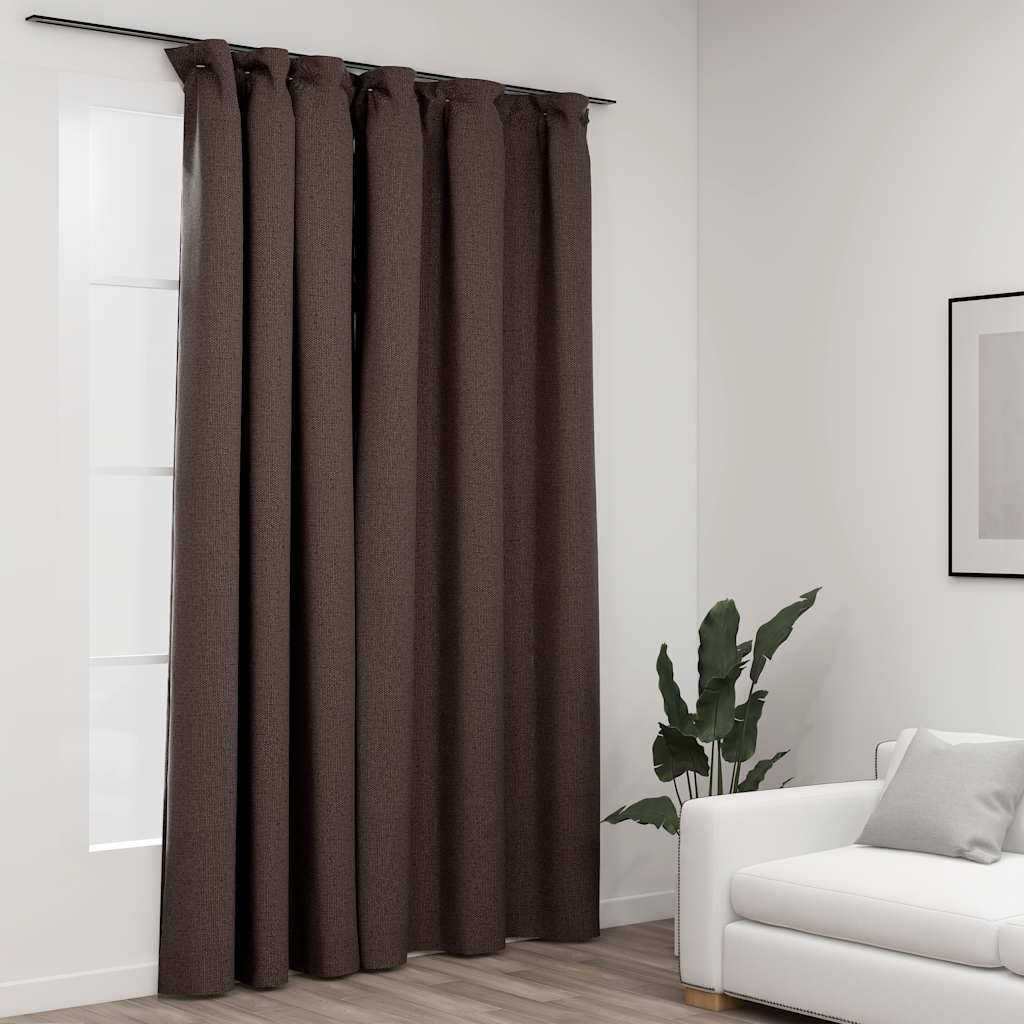 Verdunkelungsvorhänge mit Haken Leinenoptik Schwarz 290x245cm