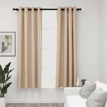 Verdunkelungsvorhänge Ösen Leinenoptik 2 Stk. Schwarz 140x175cm