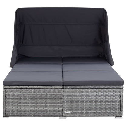 2-Personen-Sonnenliege Mit Auflage Poly Rattan