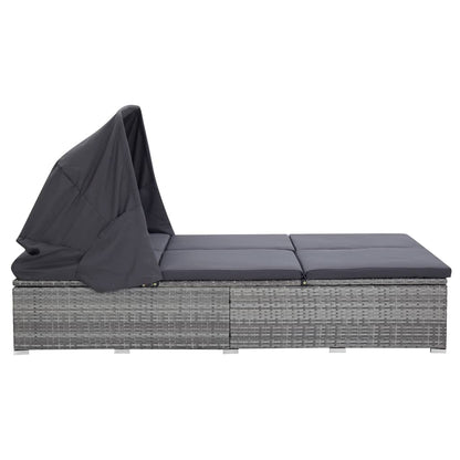 2-Personen-Sonnenliege Mit Auflage Poly Rattan