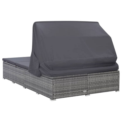 2-Personen-Sonnenliege Mit Auflage Poly Rattan