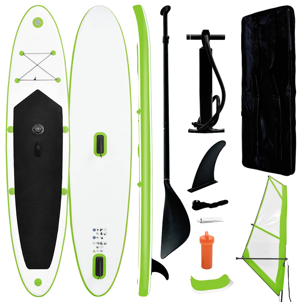 Aufblasbares SUP-Board mit Segel Set Blau und Weiß
