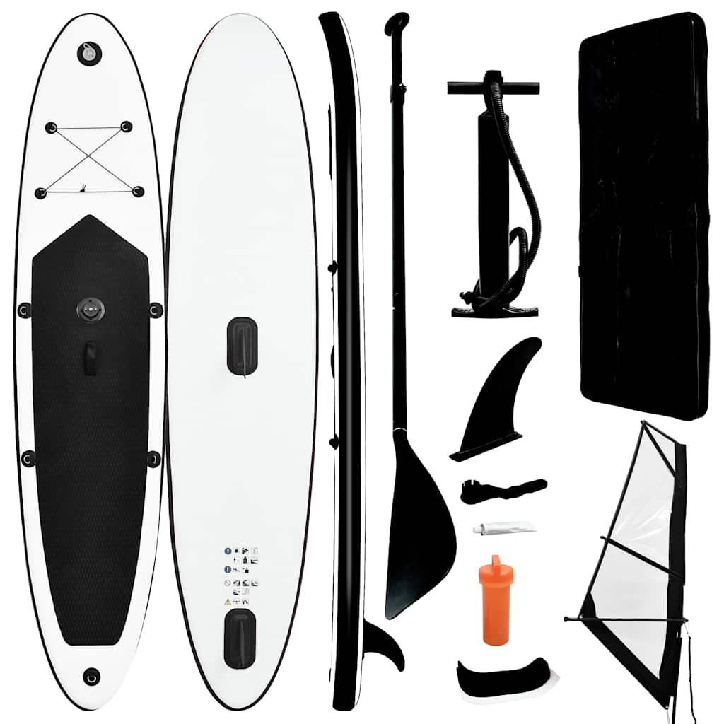 Aufblasbares SUP-Board mit Segel Set Blau und Weiß