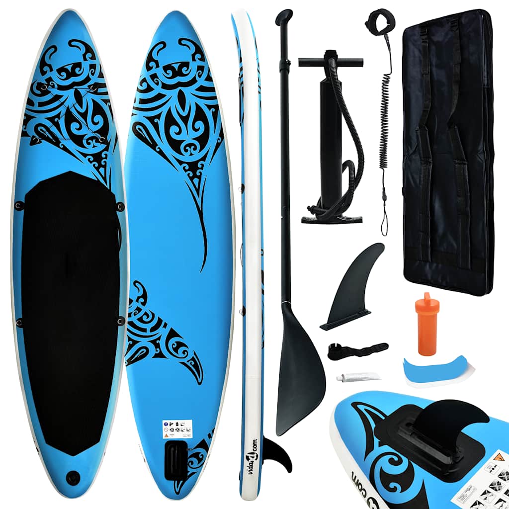 SUP-Board-Set Aufblasbar 366x76x15 cm Grün