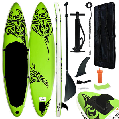SUP-Board-Set Aufblasbar 305x76x15 cm Schwarz