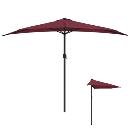 Balkon-Sonnenschirm Alu-Mast Bordeaux 300X155X223Cm Halbrund