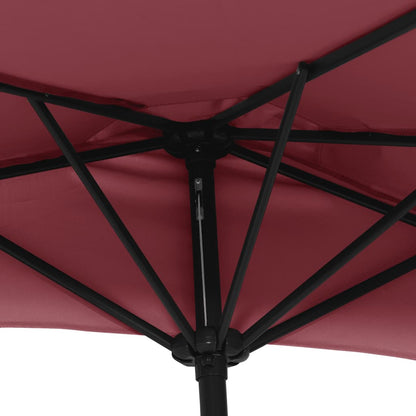 Balkon-Sonnenschirm Alu-Mast Bordeaux 300X155X223Cm Halbrund