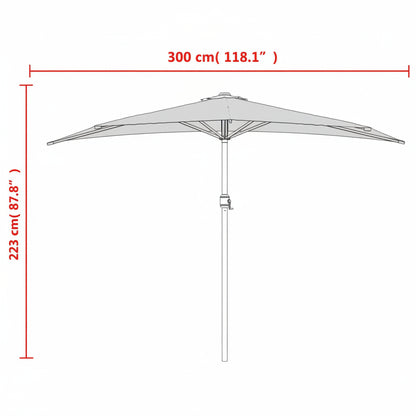 Balkon-Sonnenschirm Alu-Mast Bordeaux 300X155X223Cm Halbrund