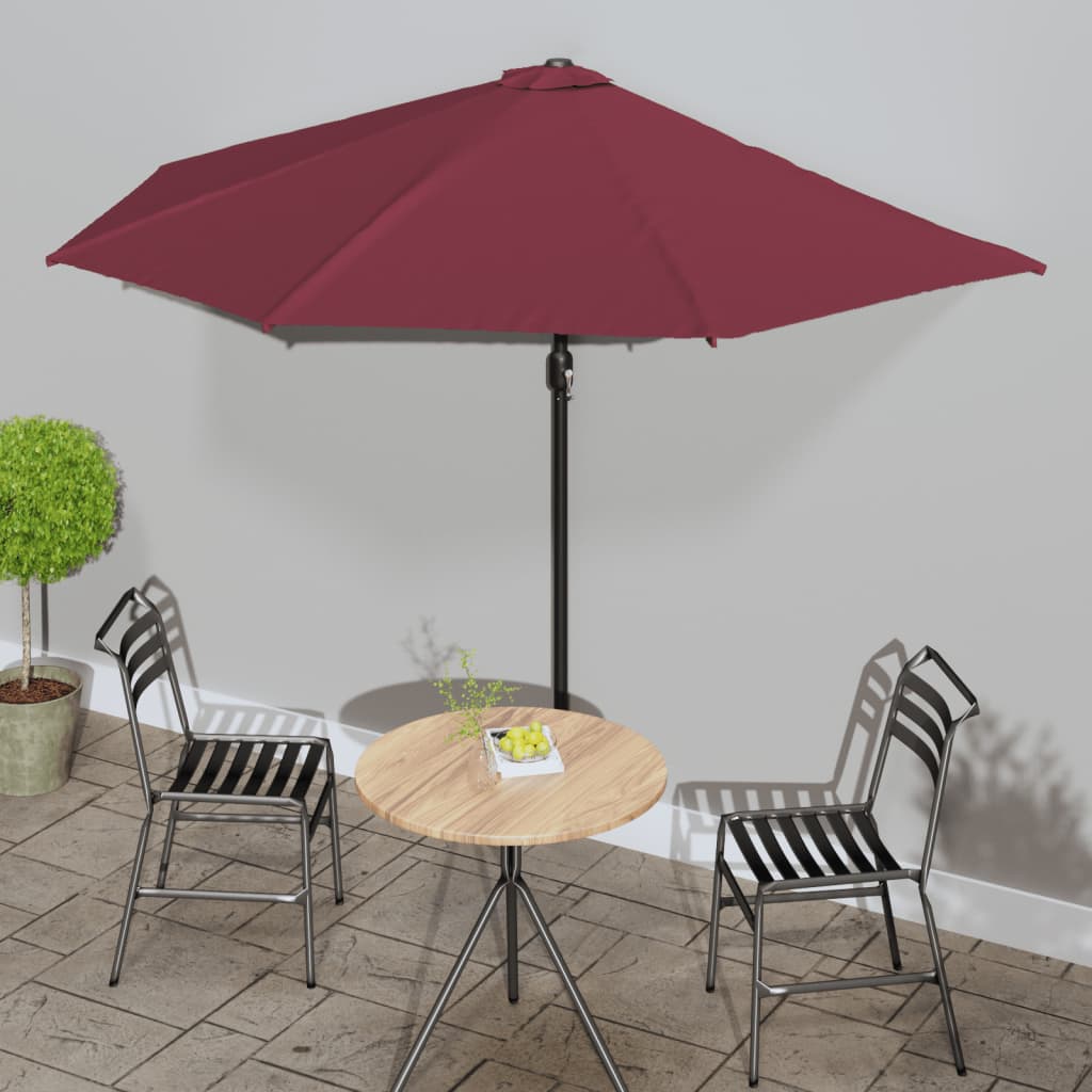 Balkon-Sonnenschirm Alu-Mast Bordeaux 300X155X223Cm Halbrund