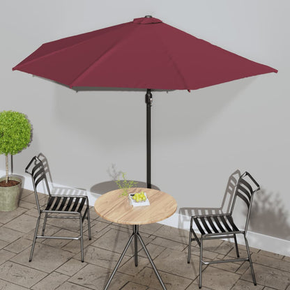 Balkon-Sonnenschirm Alu-Mast Bordeaux 300X155X223Cm Halbrund
