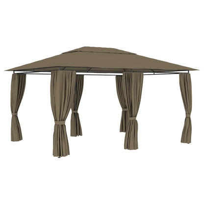 Gartenpavillon mit Vorhängen 4 x 3 m Anthrazit