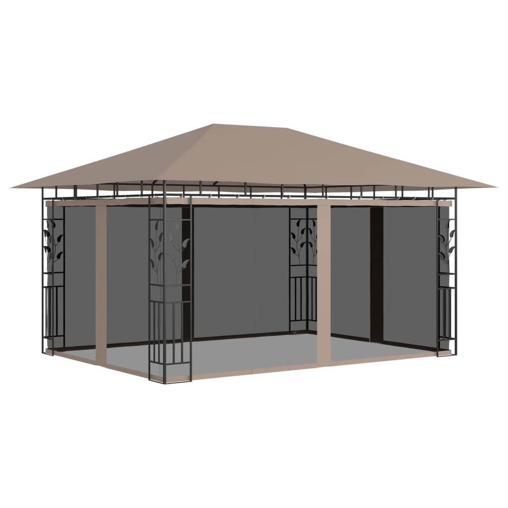 Pavillon mit Moskitonetz 4x3x2,73 m Creme 180 g/m²