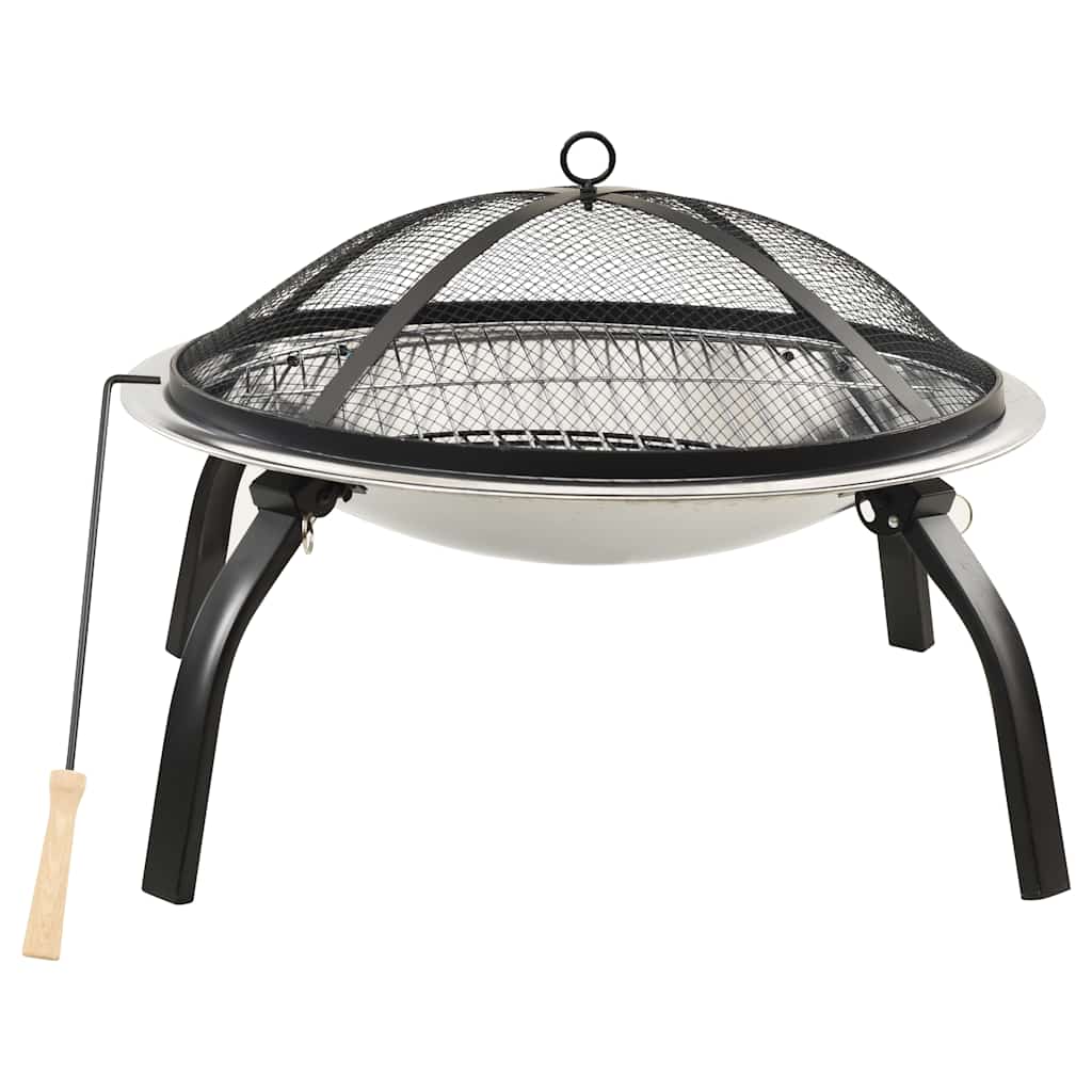 2-in-1 Feuerstelle und Grill mit Schürhaken 56x56x49 cm Stahl