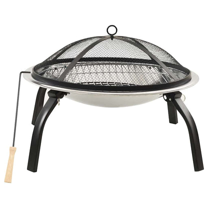 2-in-1 Feuerstelle und Grill mit Schürhaken 56x56x49 cm Stahl