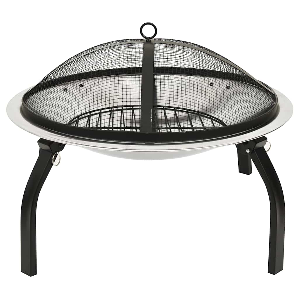 2-in-1 Feuerstelle und Grill mit Schürhaken 56x56x49 cm Stahl