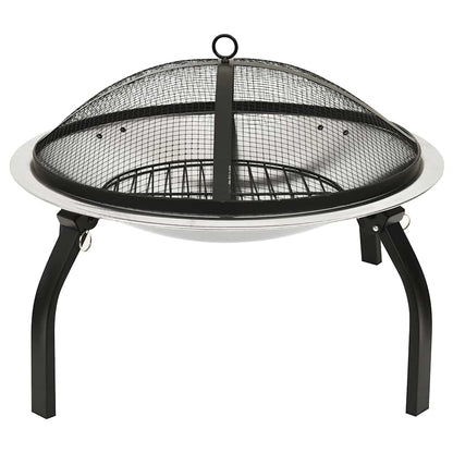 2-in-1 Feuerstelle und Grill mit Schürhaken 56x56x49 cm Stahl