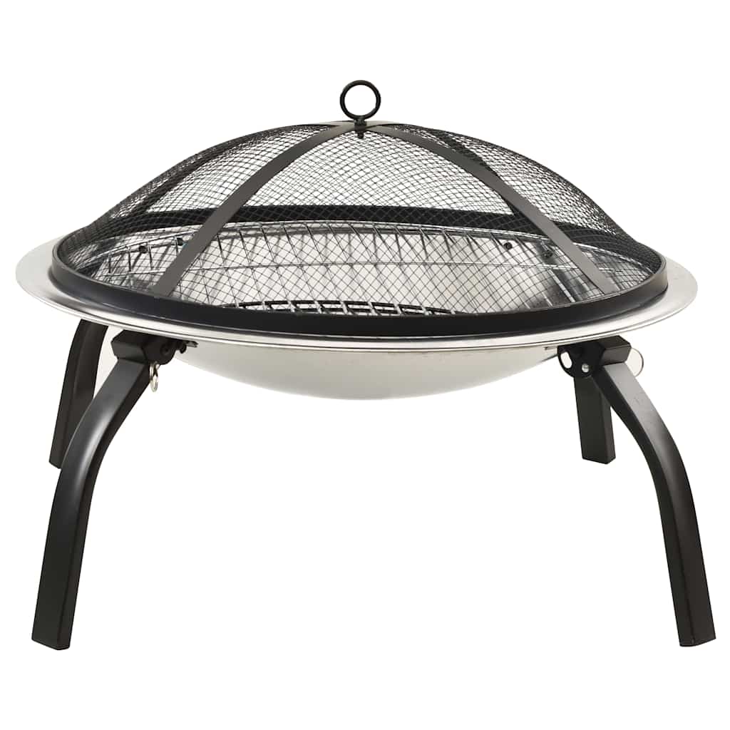 2-in-1 Feuerstelle und Grill mit Schürhaken 56x56x49 cm Stahl