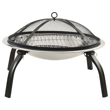 2-in-1 Feuerstelle und Grill mit Schürhaken 56x56x49 cm Stahl