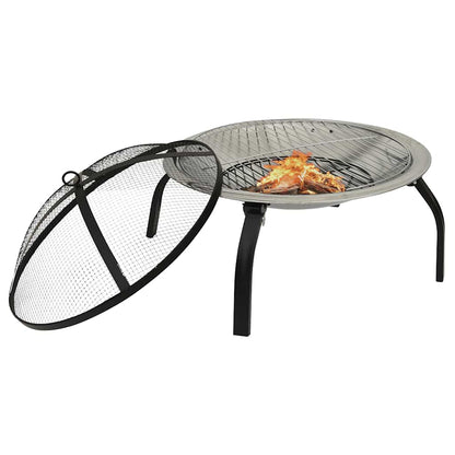 2-in-1 Feuerstelle und Grill mit Schürhaken 56x56x49 cm Stahl